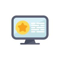 Desktop computer showing customer review with star rating vector