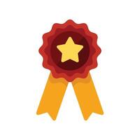 Red wax seal with yellow ribbon and star representing quality approval vector