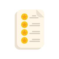 Document with customer feedback showing five star rating vector