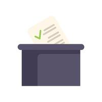 Ballot box receiving ballot paper with check mark for voting vector