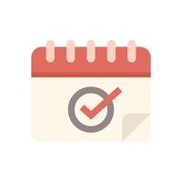 Calendar page with check mark icon showing scheduled event vector