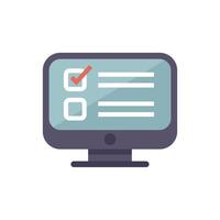Desktop computer displaying online survey on screen vector