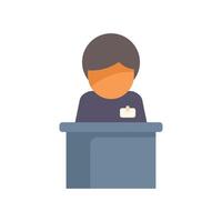 Hotel receptionist standing at the reception desk vector
