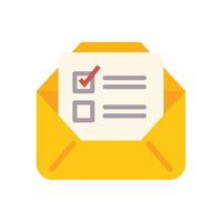 Yellow open envelope containing checklist for sending important document vector