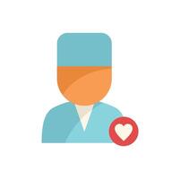 Doctor character giving medical advice with heart icon for like vector