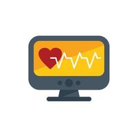 Computer monitor displaying heartbeat rate icon vector