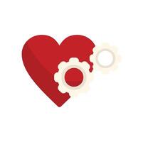 Red heart with gears representing the concept of love machine vector