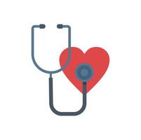 Stethoscope listening to a red heartbeat for healthcare vector