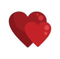 Two red hearts overlapping showing love and affection vector