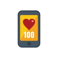Smartphone showing 100 likes on social media app vector