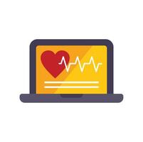 Laptop showing heartbeat rate healthcare app on screen vector