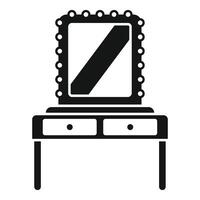 Dressing table with mirror standing in room interior icon vector