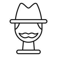 Man with hat and mustache wearing a neck brace icon vector