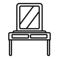 Dressing table with mirror for makeup routine icon outline vector