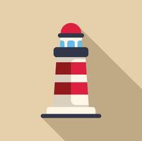 Classic striped lighthouse casting long shadow on tan background vector