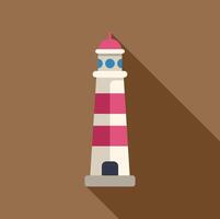 Lighthouse casting long shadow over brown background vector