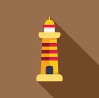 Yellow lighthouse casting long shadow on brown background vector