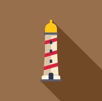 Lighthouse casting long shadow on brown background vector