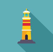 Yellow lighthouse casting long shadow on blue background vector