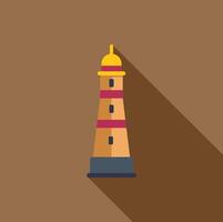 Lighthouse casting long shadow on brown background vector