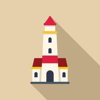 Classic tall lighthouse building casting long shadow vector