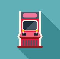 Retro arcade game cabinet standing on blue background vector