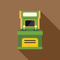 Green and yellow arcade game standing against brown background vector