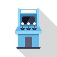 Blue arcade game machine standing with long shadow vector