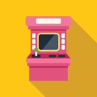 Pink arcade game machine casting long shadow on yellow background vector
