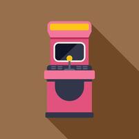Pink arcade game machine with joystick and buttons is standing vector