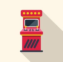 Red and yellow arcade game cabinet standing idle vector