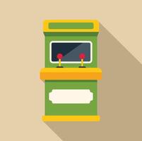 Green and yellow arcade game console standing idle vector