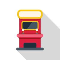 Red and yellow arcade game standing upright with shadow vector