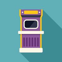 Purple retro arcade game showing blank screen with long shadow vector