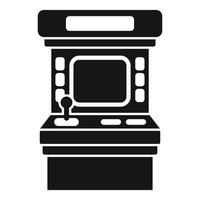 Retro arcade game machine displaying playing screen in simple style vector
