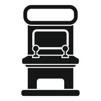 Retro arcade game machine playing videogame with two joysticks icon vector