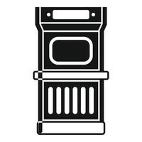 Black silhouette of retro arcade game cabinet with joystick and screen vector