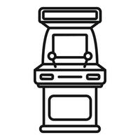 Retro arcade game machine with joysticks line art icon vector