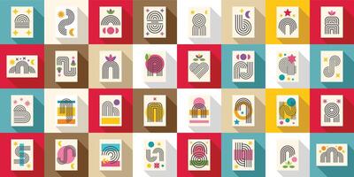 Zen arch icons set. This collection of abstract geometric posters is perfect for adding a modern and artistic touch to any wall vector