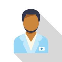 Doctor avatar wearing lab coat with badge icon vector