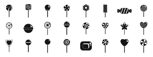 Lolipop icons set. Big set of lollipops icons showing different shapes and swirls for sweet tooths vector