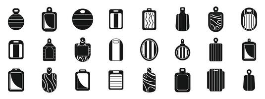 Chopping board icons set. Set of cutting board icons showing different materials and shapes vector