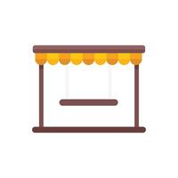 Empty wooden swing hanging under canopy for recreation vector