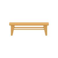 Wooden bench with shelf for shoes standing on white background vector