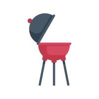 Red barbecue grill standing with open lid illustration vector