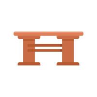 Wooden table with shelf standing on white background vector