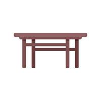 Wooden table standing on white background illustration vector