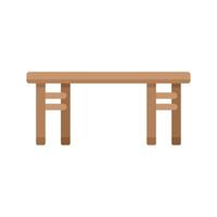 Wooden table standing on white background vector