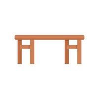 Wooden table standing on white background vector