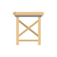 Wooden bar stool with x shaped legs supporting empty seat vector
